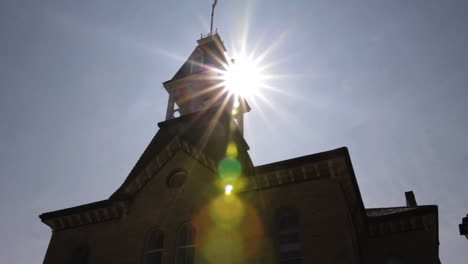 sun shining through an old church