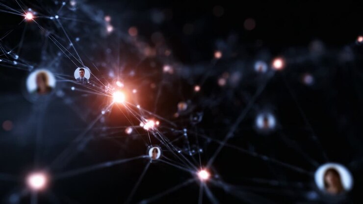 Exploring the Dynamics of Human Connection Through a Digital Network Visualization, Highlighting Relationships and Interactions in a Complex Web of Data Points Representing Individuals