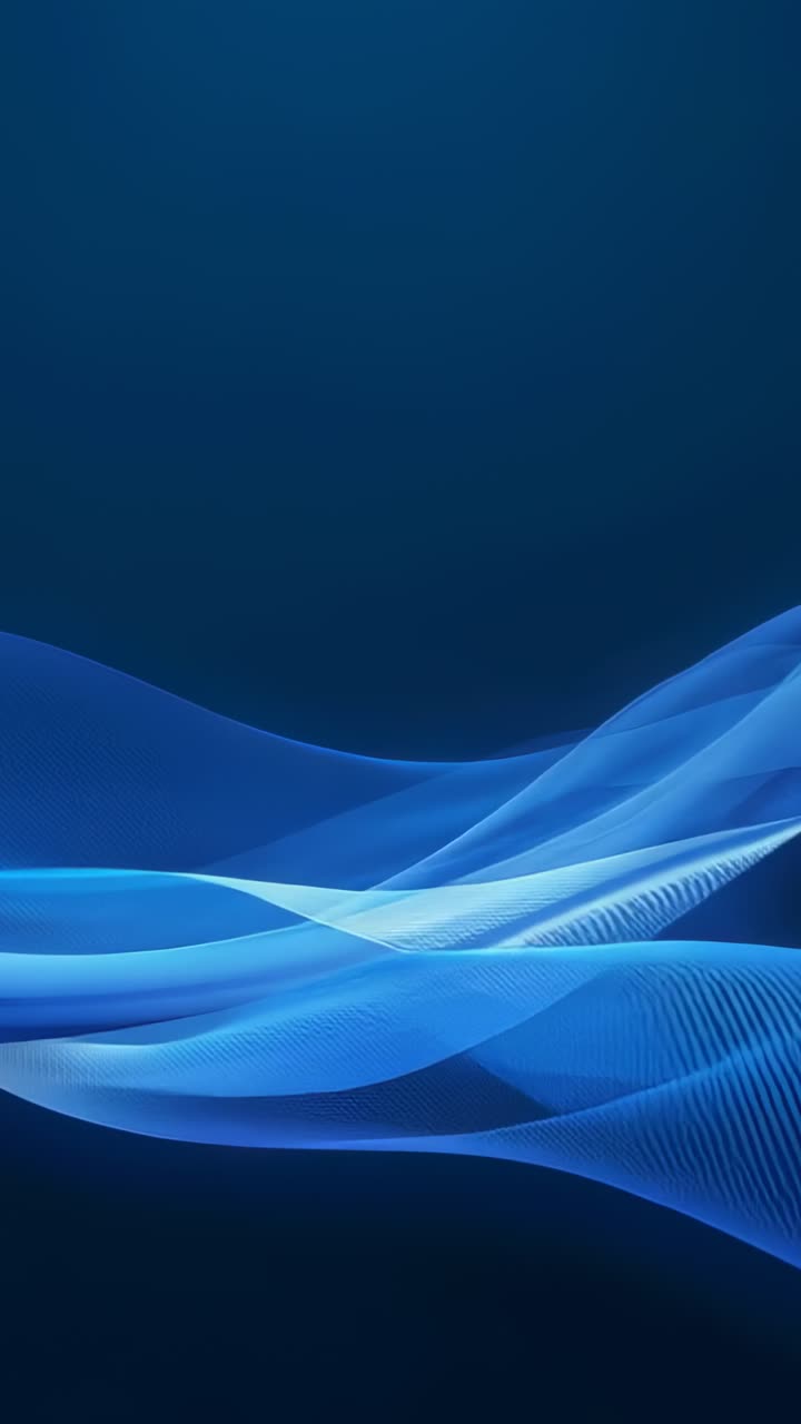 Vertical video: Moving layered blue ribbon sliding right on portrait screen upon wake as wallpaper