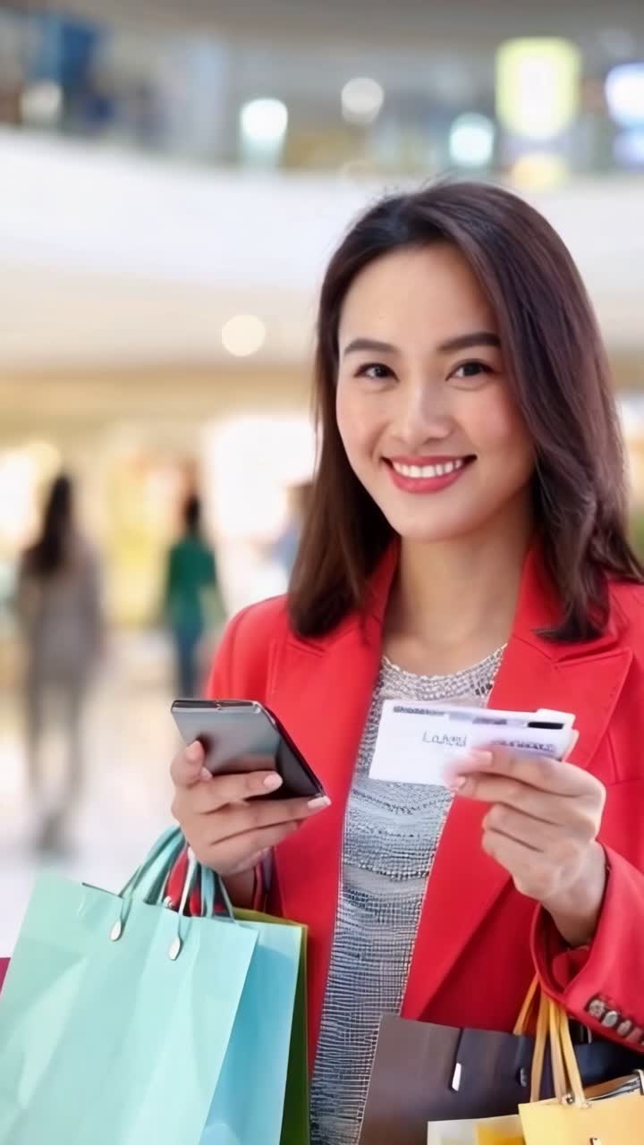Woman Shopping with Credit Card and Mobile Phone