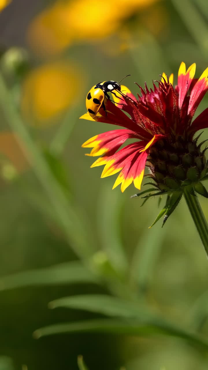 Ladybug on a Red and Yellow Flower