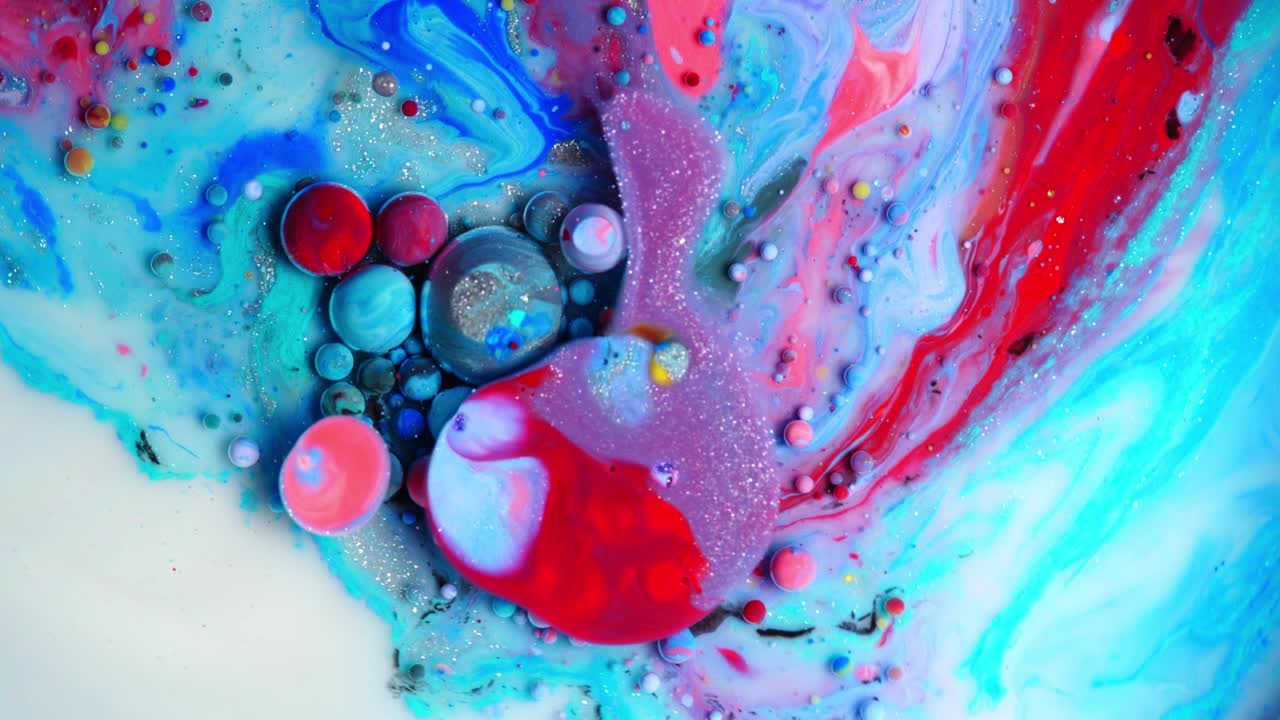 pintura colorida y burbujas fondo abstracto video 4k