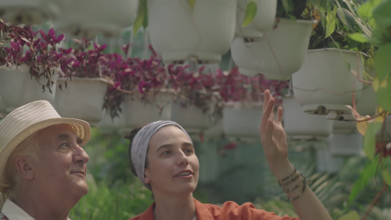 Plant Nursery Workers Discussing Flowers