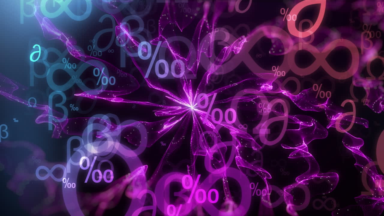 animación del alfabeto griego y por millas sobre fondo negro