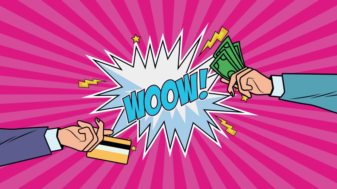 사업가 손은 신용카드와 지폐를 들어 올리고 있습니다.