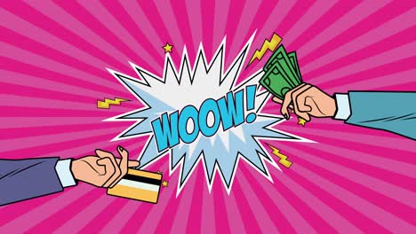 hands businessman lifting credit card and bills dollars