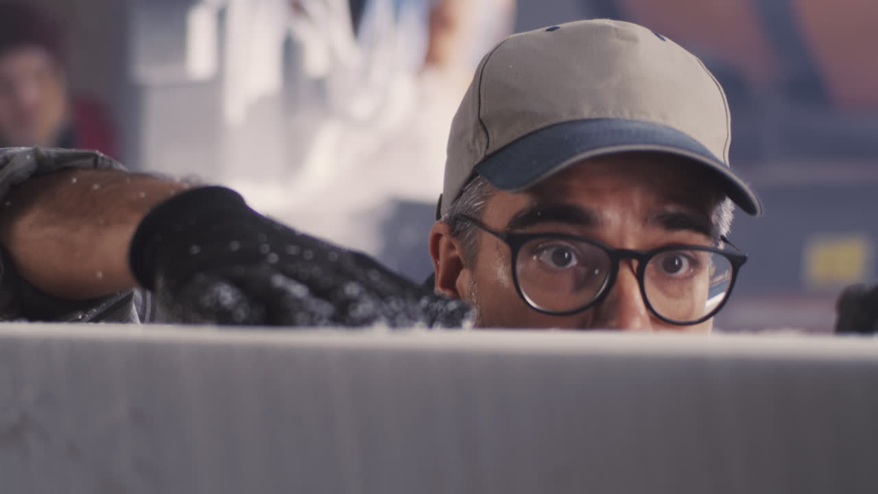 Man Working with Ice or Snow