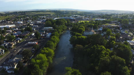 Flying-over-the-Umatilla-River-in-Downtown-Pendleton-in-Eastern-Oregon