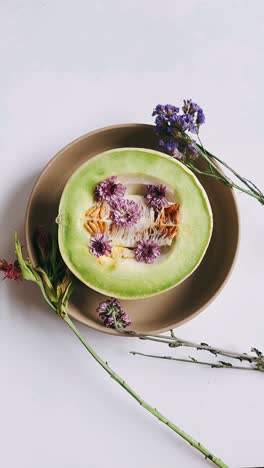 cantaloupe with flowers