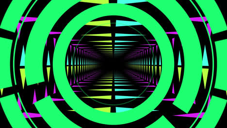 Animation-of-scope-scanning-over-video-game-screen-with-neon-tunnel