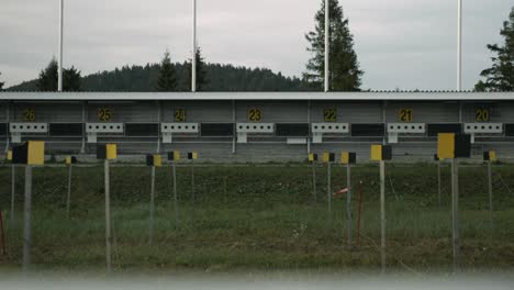targets for shooting during biathlon. numbering of targets in biathlon. target sports shooting. empty shooting range at biathlon. shooting biathlon target