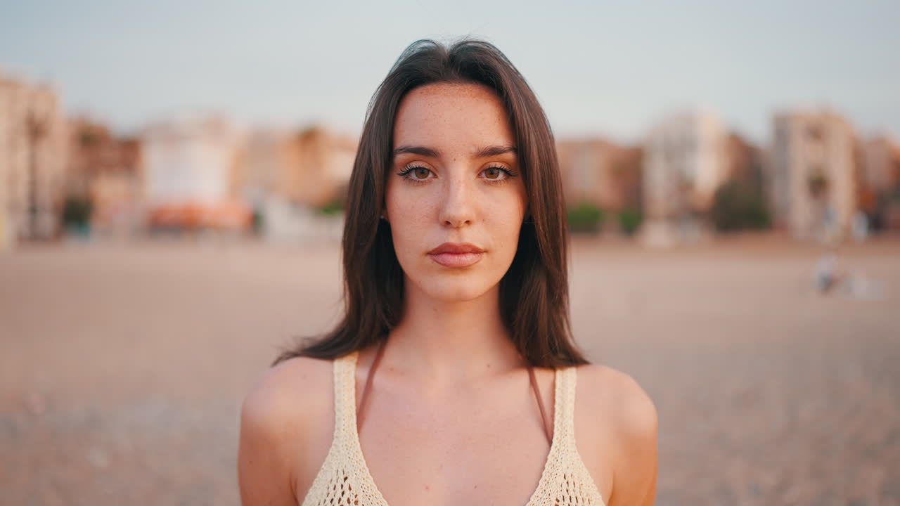Portrait of a young woman on a beach