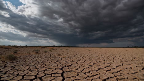 cracked earth under stormy skies