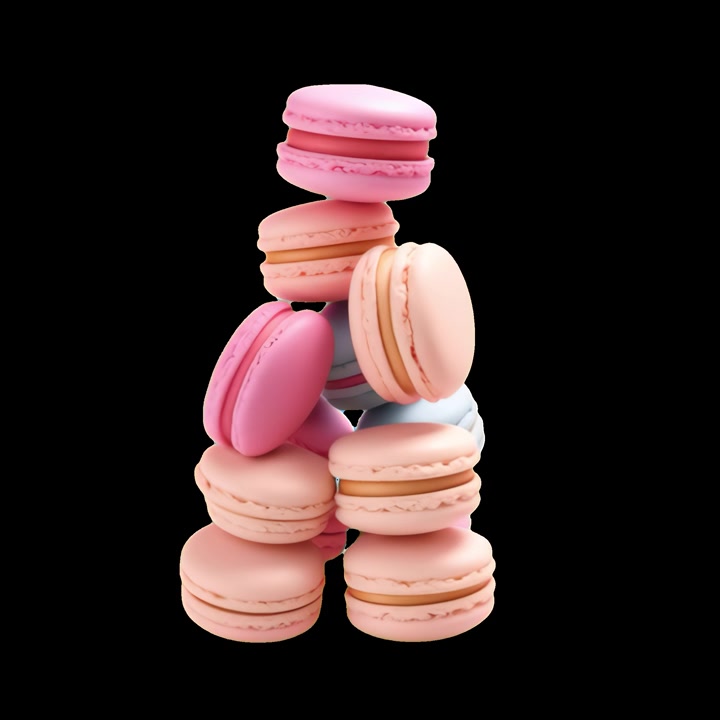 Delicious Pastel Macarons Rotating in a Stack