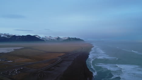 drone shot of nordic ocean shore