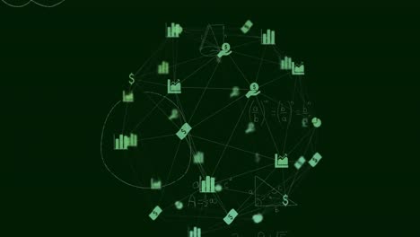 globo de iconos digitales contra ecuaciones matemáticas
