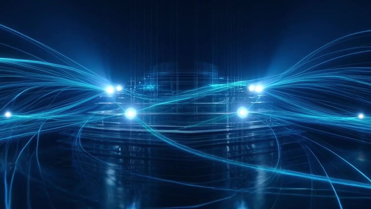 Abstract Digital Network Connection with Glowing Blue Light Lines