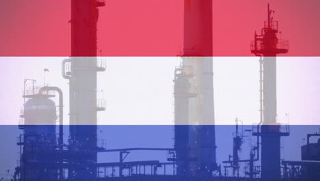 animation of flag of netherlands over factory