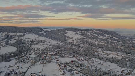 panoramic aerial view zakopane ski resort town in tatra mountains during winter in southern poland