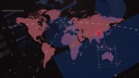 la infección por covid-19 se extiende por todo el mundo en el mapa contra el procesamiento de datos
