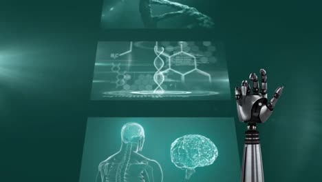 Digital-Generiertes-Video-Der-Roboterhand--Und-Medizinischen-Datenverarbeitung
