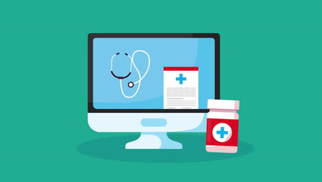 tecnología de salud en línea con animación de escritorio