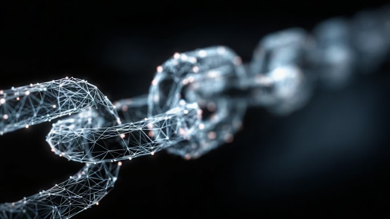 Abstract Digital Chain Concept Illustrating Connectivity and Interconnectedness in a Modern, Tech-Driven World with Networked Links and Nodes