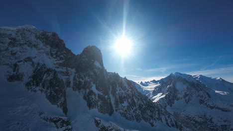 aerial view, stunning mountain peaks in a clear sunny day, french alps, near mont blanc in chamonix region