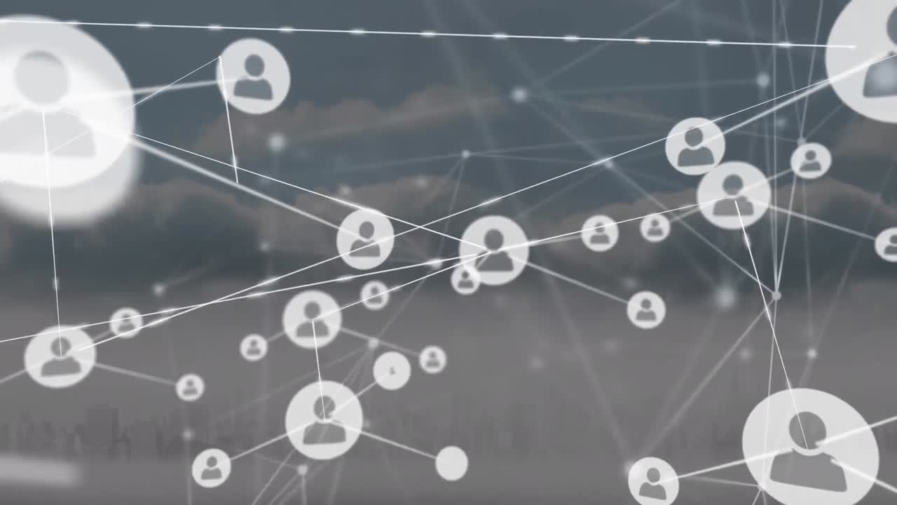 animación de la red de conexiones a través de nubes