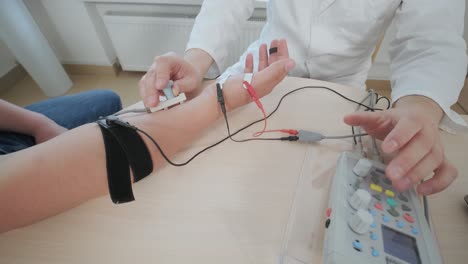 patient nerves testing using electromyography at medical center