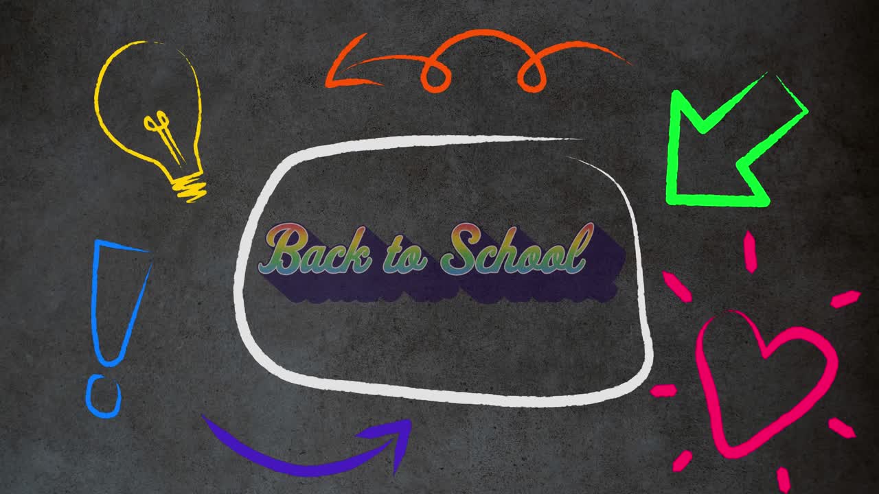 animación digital del texto de bienvenida a la escuela y los iconos del concepto escolar contra un fondo gris