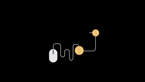 Pago-Por-Clic-Con-Mouse-Y-Moneda-Animación-Bucle-Gráficos-En-Movimiento-Video-Fondo-Transparente-Con-Canal-Alfa