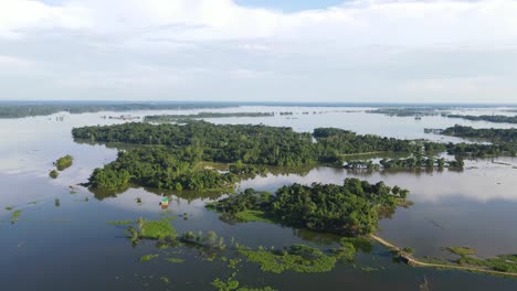 countryside flood land area submerged in flood water