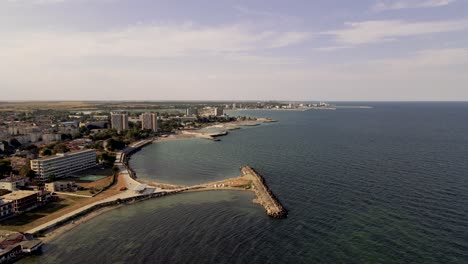 4k cinematic drone stock footage of a seaside city