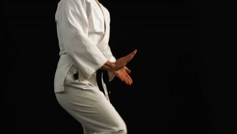 man practicing karate