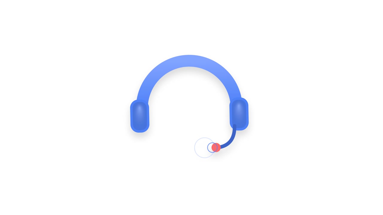 Animated Blue Headset Icon with Pulsing Microphone Signal