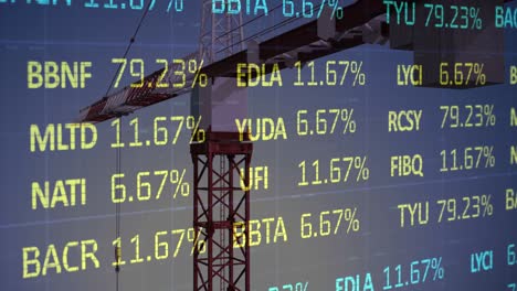 animation of crane and financial data processing