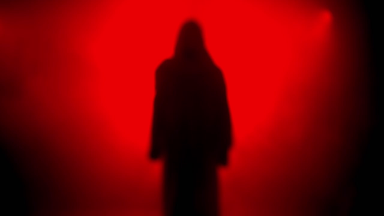 Jesus Christ, angel, spiritual figure in abstract light. Christianity, Easter visual, bible scene or temptation, prayer, worship visual.