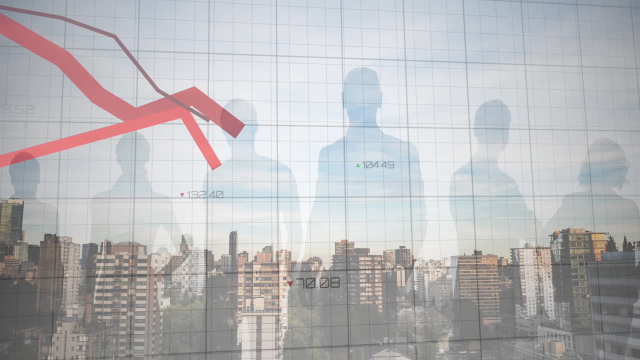 레드 라인의 애니메이션 및 도시 상의 금융 데이터 처리