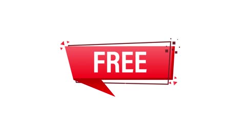 flat icon with free banner. typography poster. buy offer sticker. motion graphics.