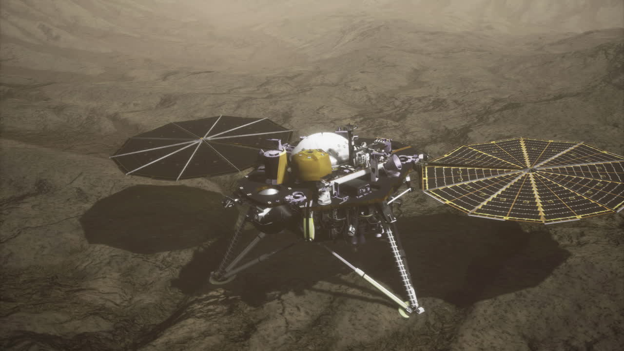 Mars insight conducts surface analysis on the red planet during exploration