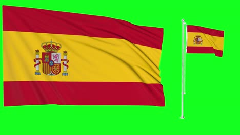 Greenscreen-Schwenkt-Spanische-Flagge-Oder-Fahnenmast