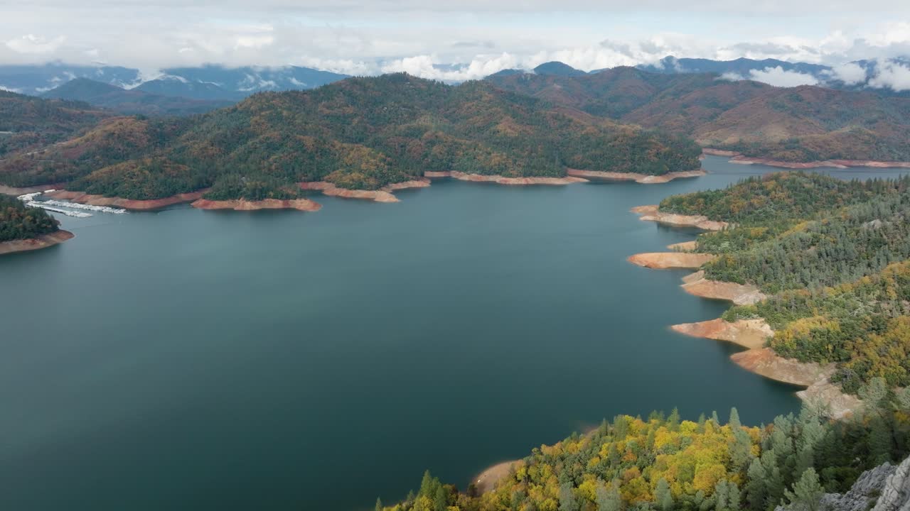 Aerial Footage Featuring Epic View of Northern California Forest and Mountains in Fall Time - Leaves Changing Colors in Autumn