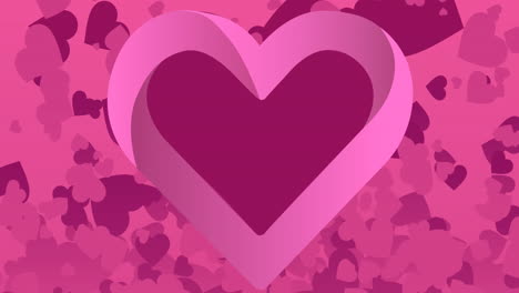 animación de un corazón sobre varios corazones rosados en un fondo rosado