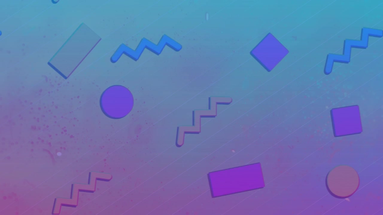 Animation of purple to blue gradient with abstract shapes in background