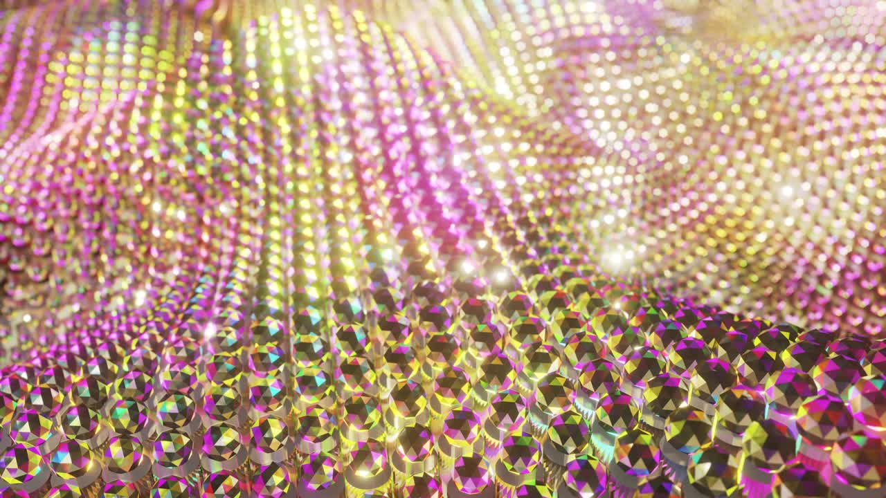 animación 3d abstracta de filas de bolas de vidrio de cristal brillantes. película en 4k