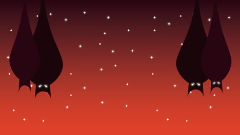 happy halloween animation with bats hanging