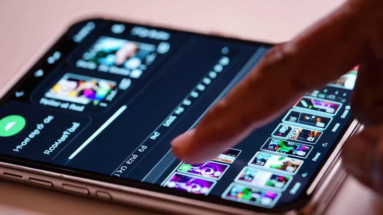 Person using a smartphone photo gallery app