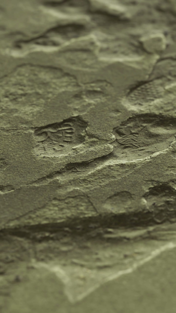 Fossils found in sedimentary rock at a digging site during daylight hours