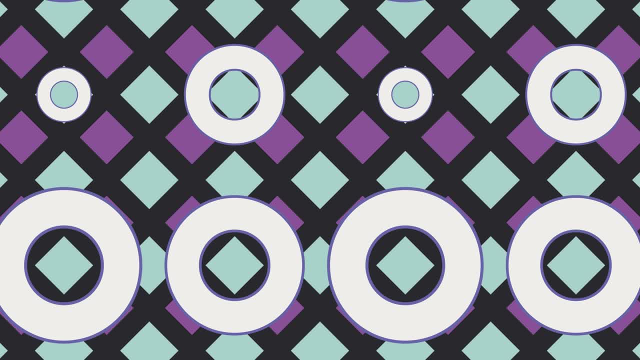 Abstract background with animated tiles and geometric elements. Motion graphic background in a flat design. Abstract multicolor shapes in minimal dynamic mosaic